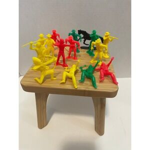 15 Vintage 3 Inch‎ Cowboys and Indians Plastic Figurine Lot Red/Yellow/Green